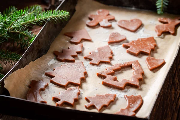 Lekker Aromatische Peperkoek Cookies Voor Kerstmis Lade Bakken — Stockfoto