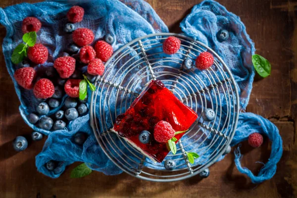 Top View Homemade Cake Fresh Berries Jelly — Stock Photo, Image