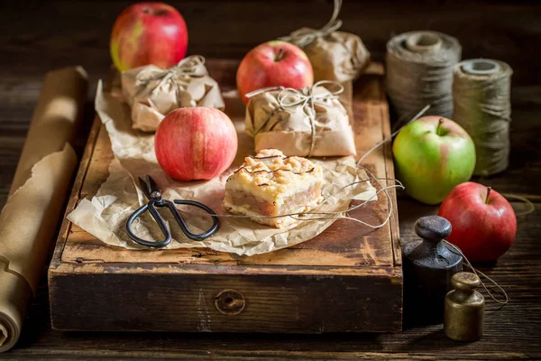 Closeup Rustic Take Away Apple Pie Made Fruits — Stock Photo, Image