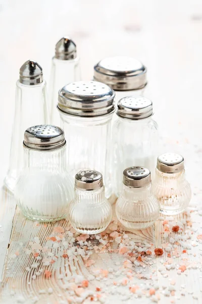 Iodized Salt Salt Cellar Different Types Salt — Stock Photo, Image