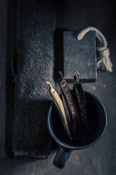 Unique Barber Equipment Foam Old Razor Brush — Stock Photo, Image