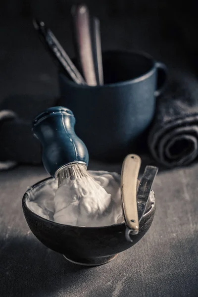 Friseurausrüstung Mit Altem Rasierer Seife Und Pinsel — Stockfoto