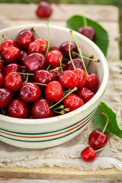 Healthy Sweet Cherries Summer Garden — Stock Photo, Image