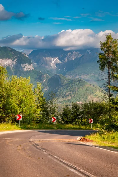 Sunset Road Tatra Mountains Poland — Stock Photo, Image