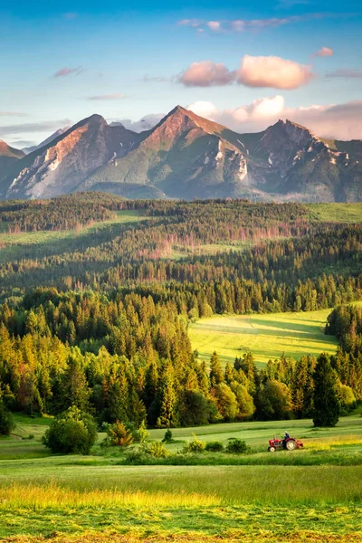 Oszałamiająca Belianske Tatry Zachodzie Słońca Polsce — Zdjęcie stockowe