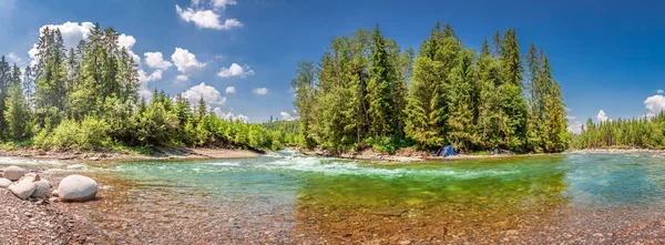 Panorama Wild River Tent Intatras Mountains Slovakia — Stock Photo, Image