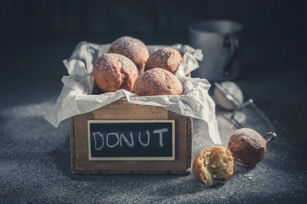 Lekker Zelfgemaakte Donuts Ballen Klaar Eten — Stockfoto
