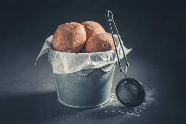 Mumsig Och Färska Donuts Balls Redo Att Äta — Stockfoto