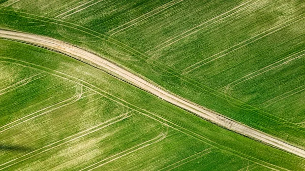 Vista aérea do campo verde na primavera — Fotografia de Stock