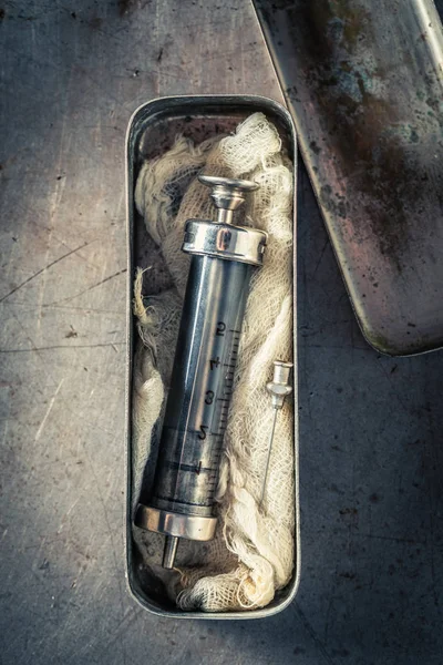 Top view of syringes with a old needle — Stock Photo, Image