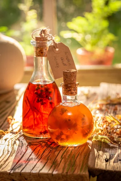 Homemade tincture as the perfect cold remedy — Stock Photo, Image