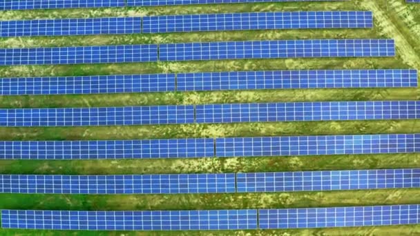 Vista superior da grande fazenda solar no campo, Polônia — Vídeo de Stock