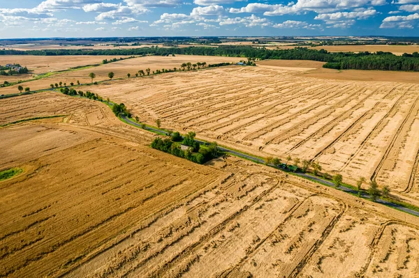 Aerial view of terrible field damaged by storm in summer — Stock Photo, Image