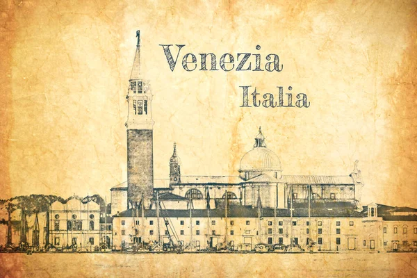 Skizze Der Kirche San Giorgio Maggiore Venedig — Stockfoto