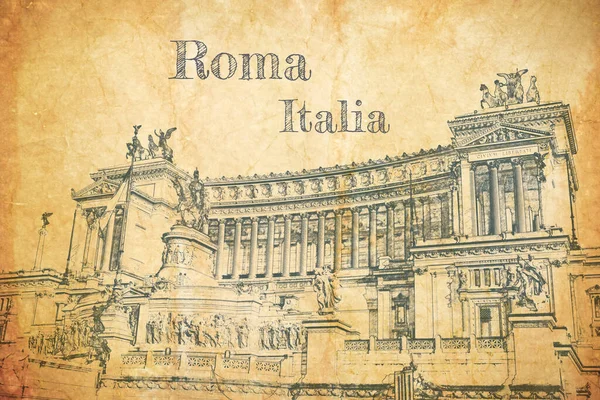 Эскиз Витторио Эммануила Риме Италия — стоковое фото