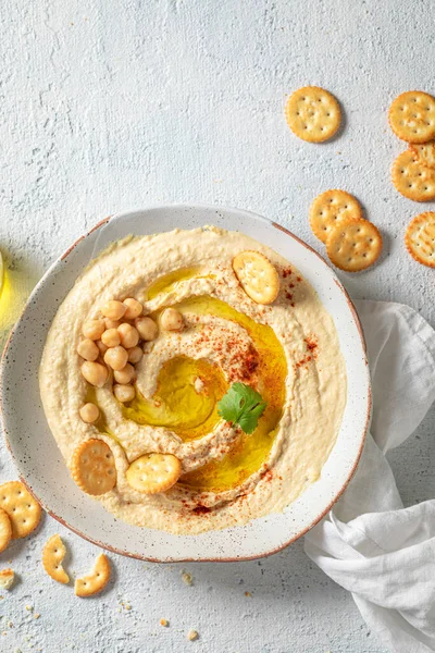 Yummy Hummus Тріщинами Коріандр Лайм — стокове фото