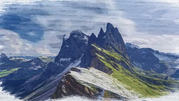 Akvarell timelapse av Seceda i Sydtyrolen, Dolomiter — Stockvideo