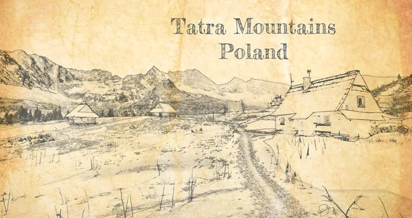 Sketch Tatras Mountains Winter Polônia — Fotografia de Stock