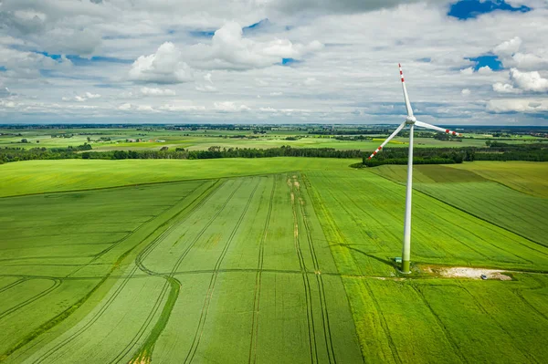 波兰夏季的风力涡轮机和绿地 — 图库照片