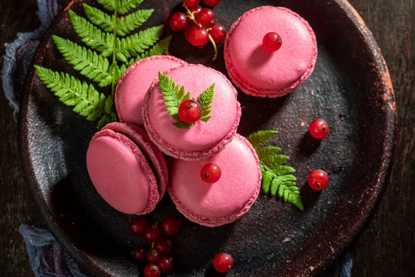 Delicious Red Currant Macaroons Tasty Small Snack — Stock Photo, Image