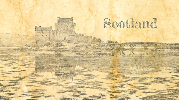 Σκίτσο Του Κάστρου Eilean Donan Στη Σκωτία Ευρώπη — Φωτογραφία Αρχείου
