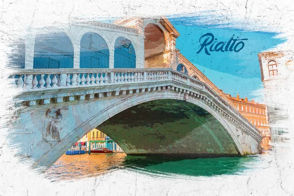 Pont Rialto Venise Italie Aquarelle — Photo