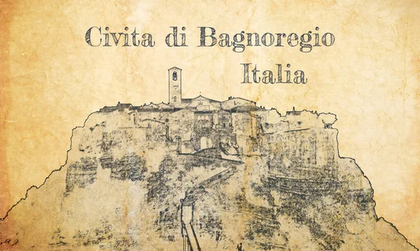 Skiss Över Staden Bagnoregio Toscana Italien — Stockfoto