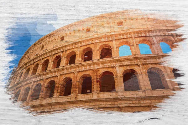 Дивовижний Колізей Римі Італія Акварельний Живопис — стокове фото