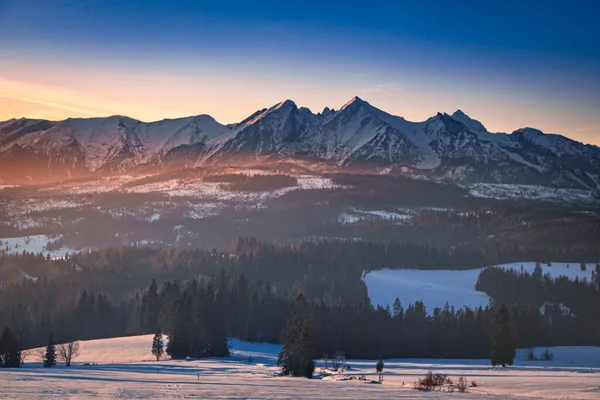 Wonderful Lapszanka Pass Tatra Mountains Sunrise Winter Poland — Stock Photo, Image