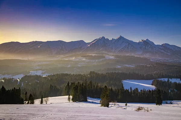 Meravigliose Montagne Tatra All Alba Nel Passo Lapszanka Polonia — Foto Stock