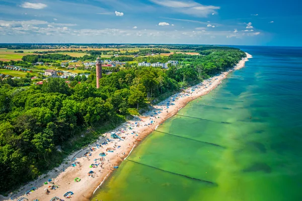 Παραλία Τους Ανθρώπους Στη Βαλτική Θάλασσα Εναέρια Άποψη Πολωνία Ευρώπη — Φωτογραφία Αρχείου