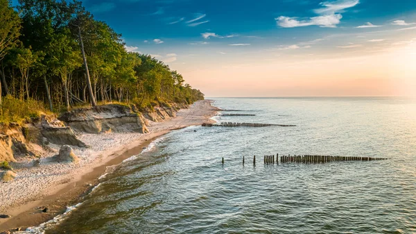 Yazın Baltık Denizi Nde Çarpıcı Gün Batımının Hava Manzarası Polonya — Stok fotoğraf