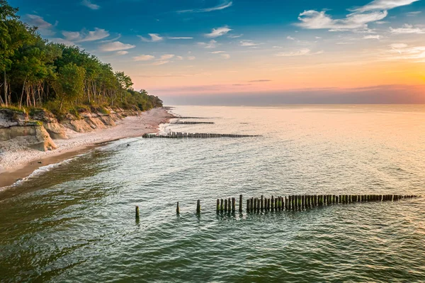 Luftaufnahme Des Sonnenuntergangs Der Ostsee Sommer Polen — Stockfoto