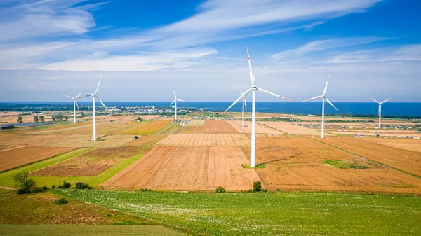 Wind Farm Baltic Sea Summer Aerial View Poland — Stock Photo, Image