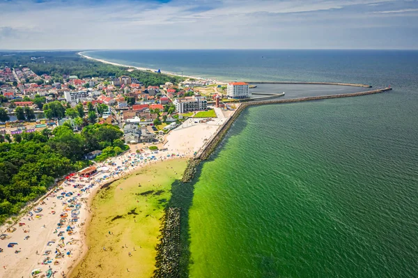 Aerial View Beach People Baltic Sea Darlowko Poland — Stock Photo, Image