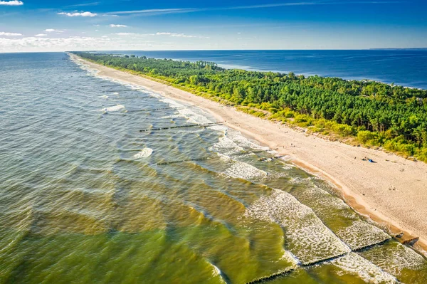 Παραλία Στη Χερσόνησο Hel Στη Βαλτική Θάλασσα Εναέρια Θέα Πολωνία — Φωτογραφία Αρχείου