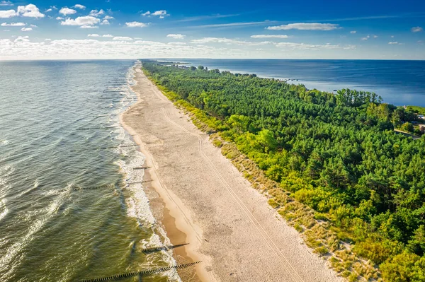 Порожній Пляж Півострові Гель Балтійське Море Вигляд Повітря Польща — стокове фото