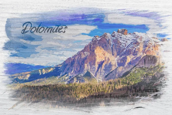 Watercolor Beautiful Dawn Passo Falzarego Dolomites Italy — Stock Photo, Image