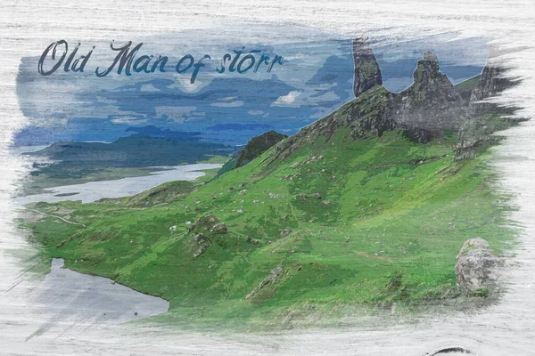Watercolor Painting Old Man Storr Scotland Europe — Stock Photo, Image