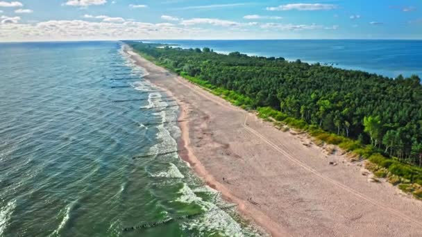 Summer beach on peninsula Hel in Baltic Sea, Poland — Stock Video