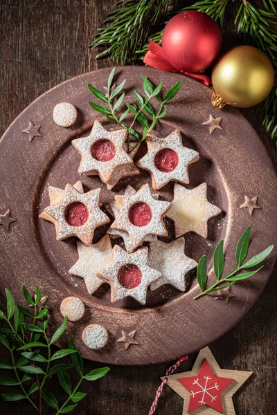 Lekker Glas Lood Koekjes Als Een Kleine Kerst Snoep Houten — Stockfoto