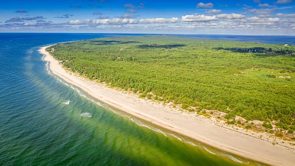 Luchtfoto Van Het Strand Het Schiereiland Hel Aan Oostzee Polen — Stockfoto