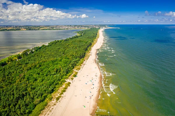 Vista Aérea Praia Península Hel Mar Báltico Polónia — Fotografia de Stock