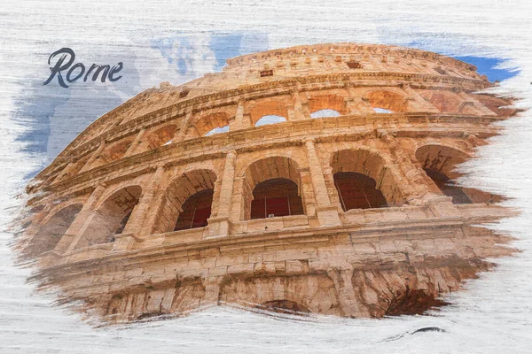 Stunning Big Colosseum Rome Italy Watercolor Painting — Stock Photo, Image