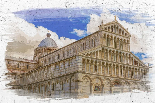 ピサの古代遺跡の水彩画 イタリア — ストック写真