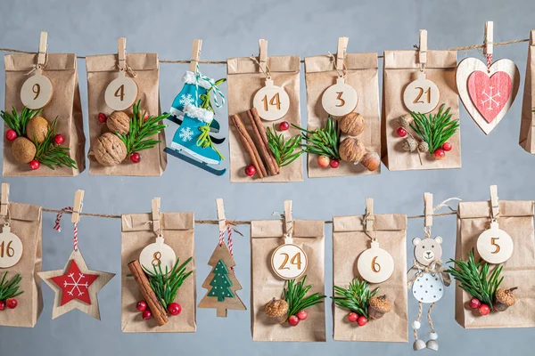 Advent Kalender Voor Kerstmis Als Countdown Tot Kerstavond Achtergrond Van — Stockfoto