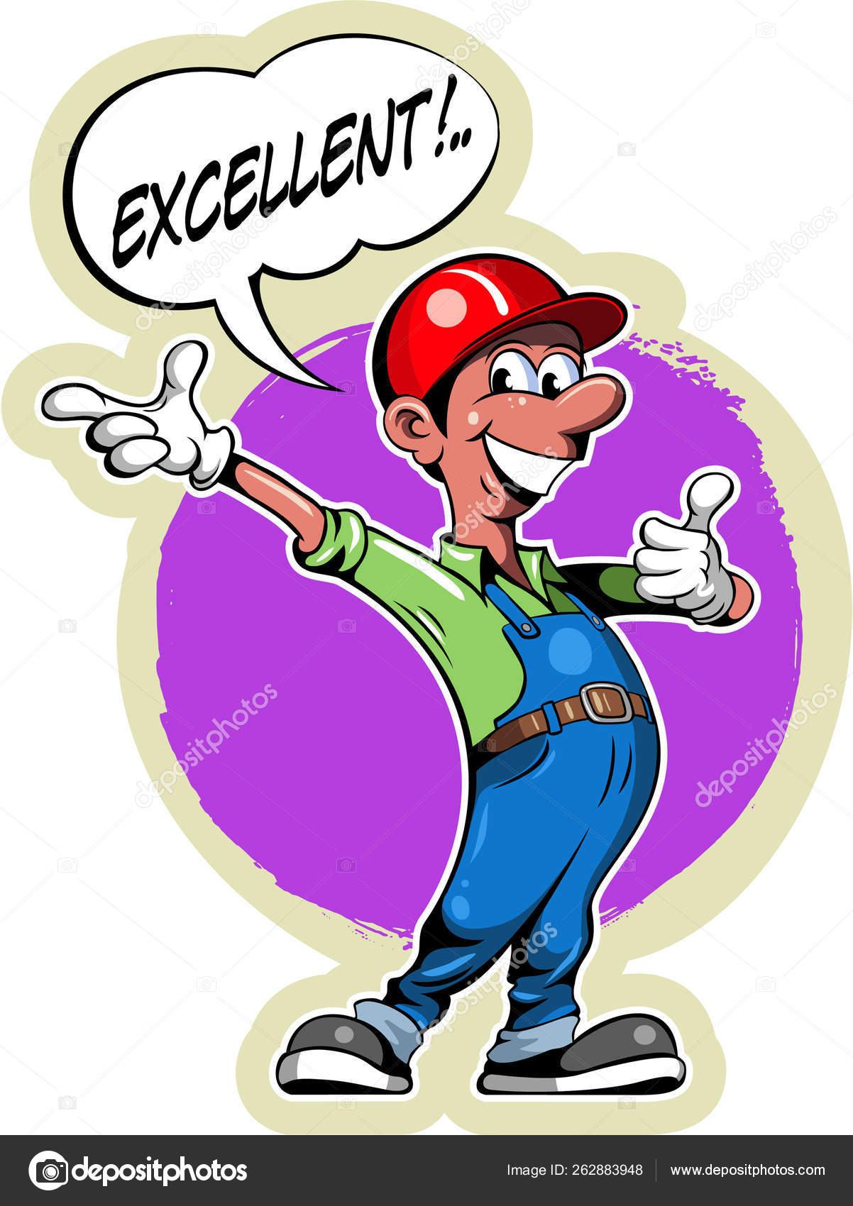 Cartoon Style Worker Overalls Comic Book Text Frame — Stock Vector