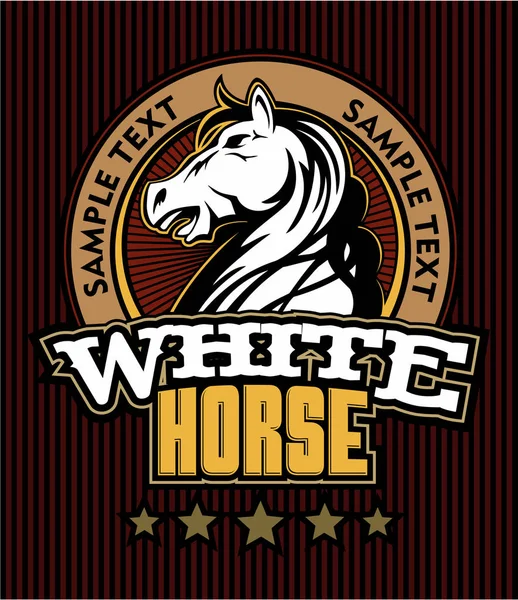 White Horse Head Cartoon Vector Logo — Stok Vektör