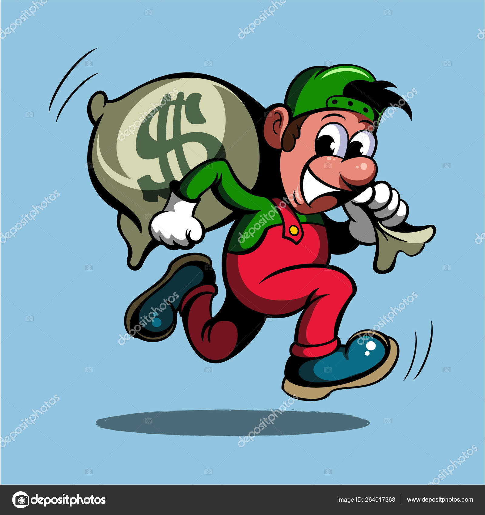 Cartoon Style Man Baseball Cap Running Bag Money Vector Image Stock Vector by Georgio Nikaragua 264017368