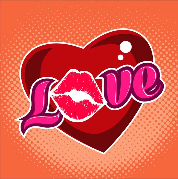 Style Coeur Avec Les Lèvres Saint Valentin Image Vectorielle — Image vectorielle